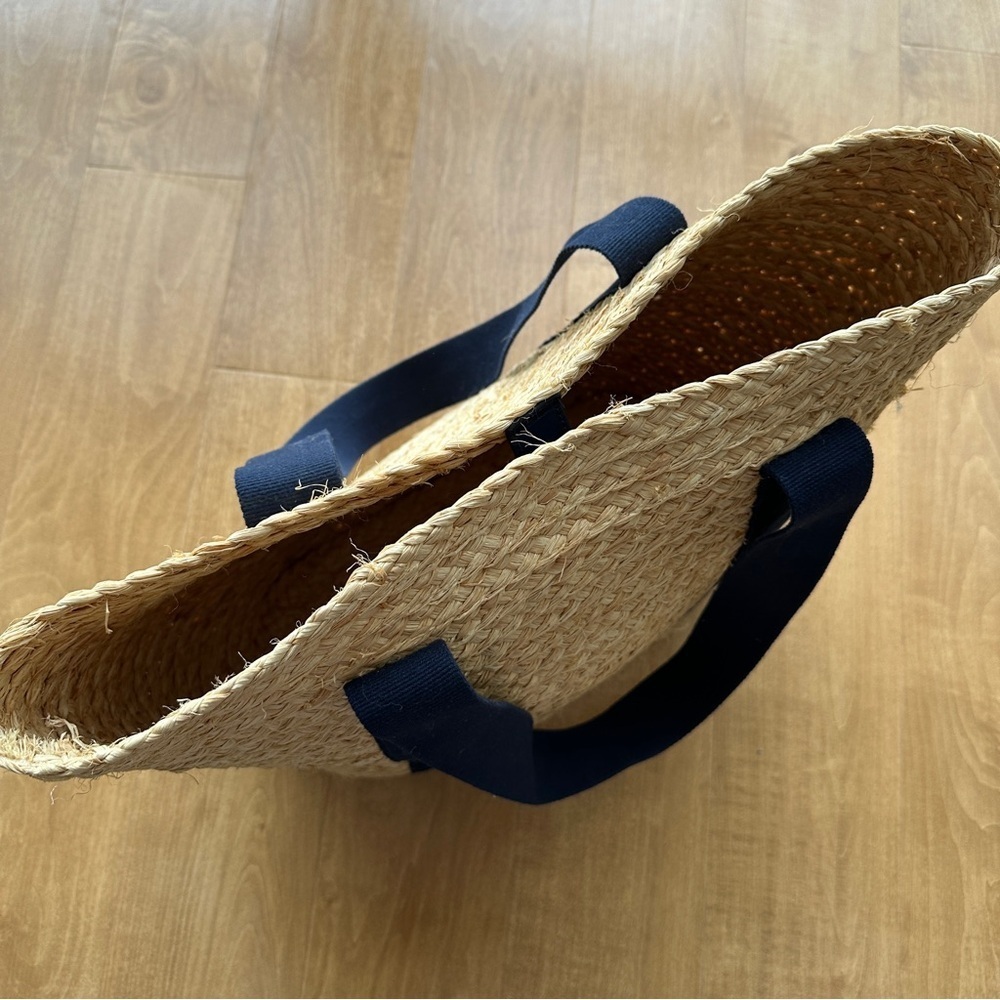J. Crew Raffia Straw Structured Tote Bag, Antique Navy - Picture 7 of 11
